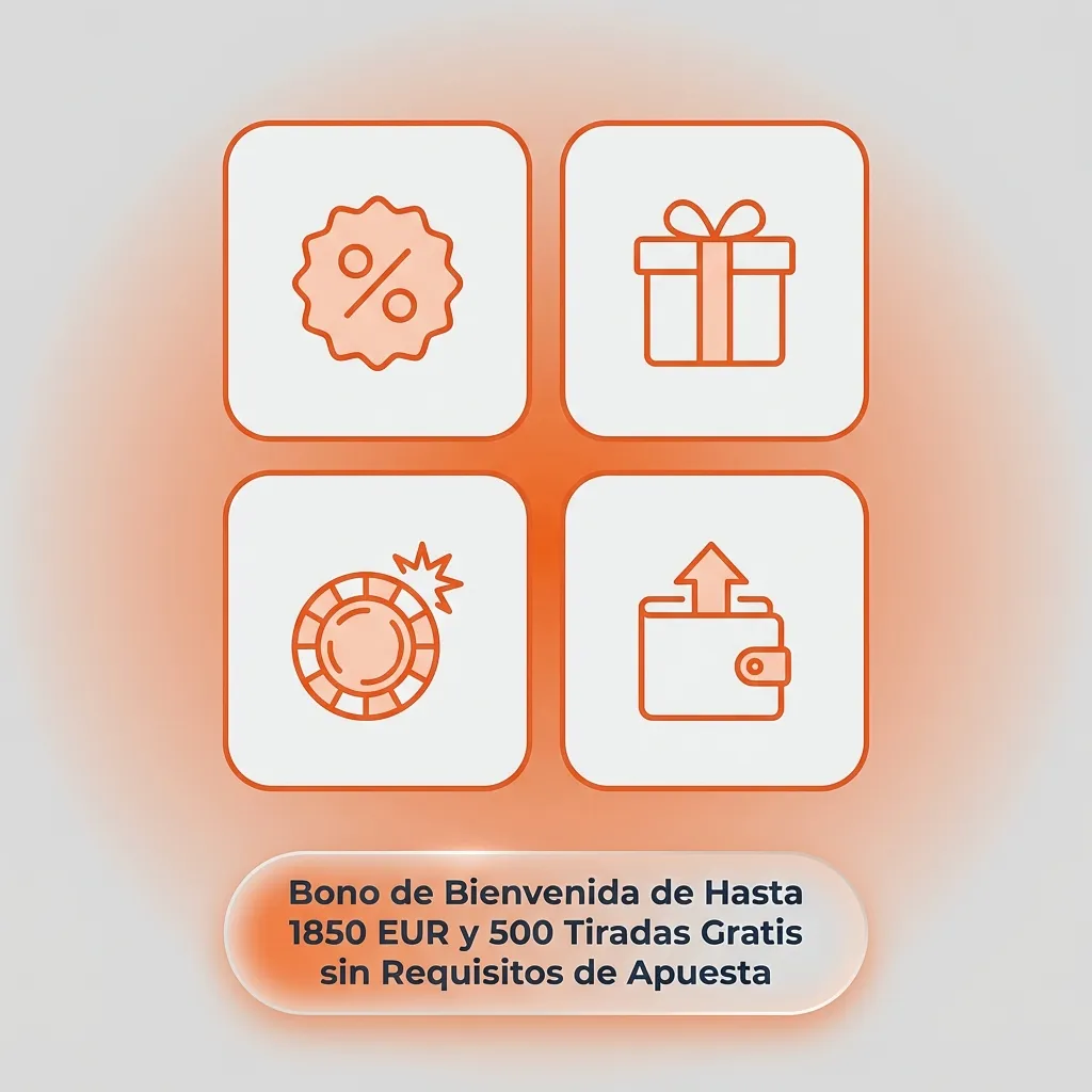 Casino welcome bonus offer showing up to 1850 EUR and 500 free spins with no wagering requirements for Spanish players